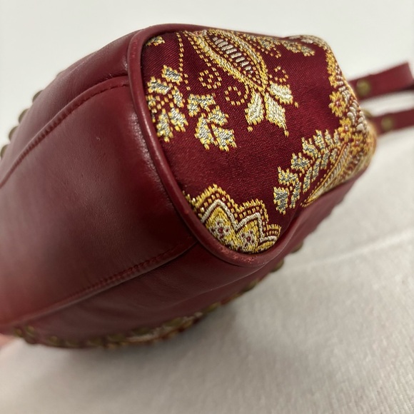 Isabella Fiore Leather & Tapestry Small Shoulder or Handbag With Studs Detail - Picture 5 of 16